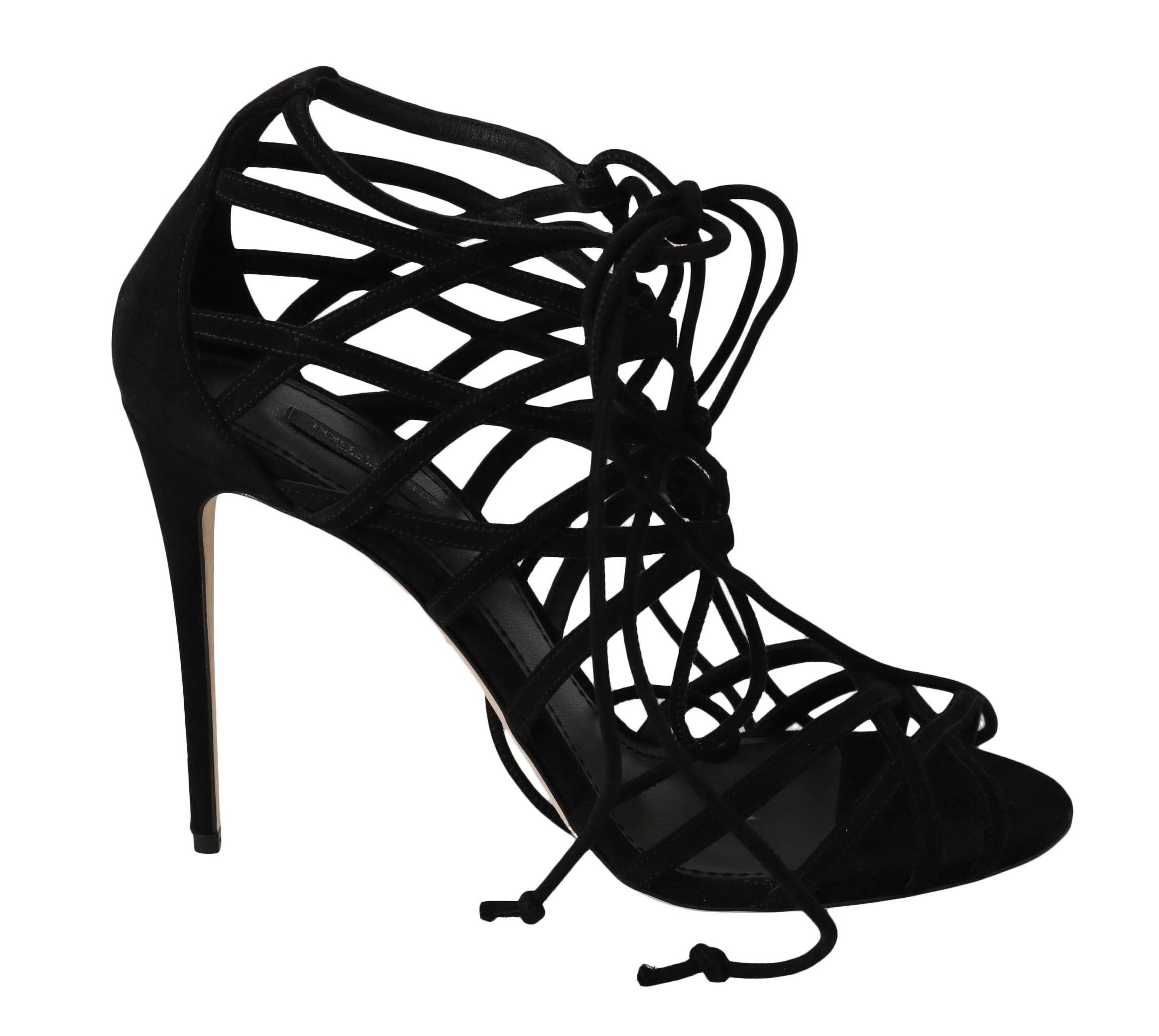 Dolce & Gabbana Black Suede Strap Stilettos Sandals - EU36.5/US6