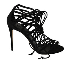 Dolce & Gabbana Black Suede Strap Stilettos Sandals - EU36.5/US6