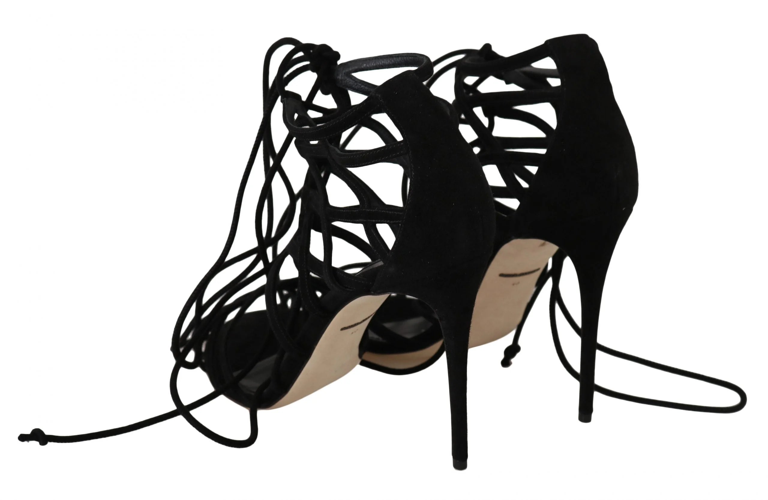Dolce & Gabbana Black Suede Strap Stilettos Sandals - EU36.5/US6