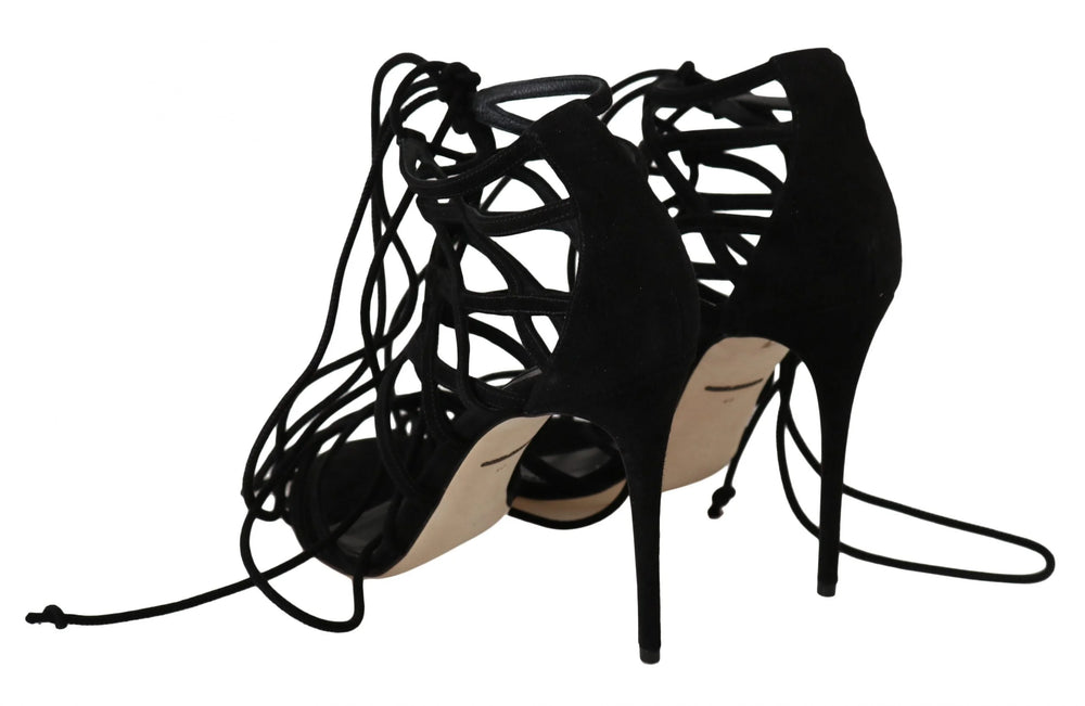 Dolce & Gabbana Black Suede Strap Stilettos Sandals - EU36.5/US6