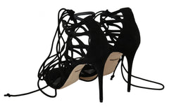 Dolce & Gabbana Black Suede Strap Stilettos Sandals - EU36.5/US6