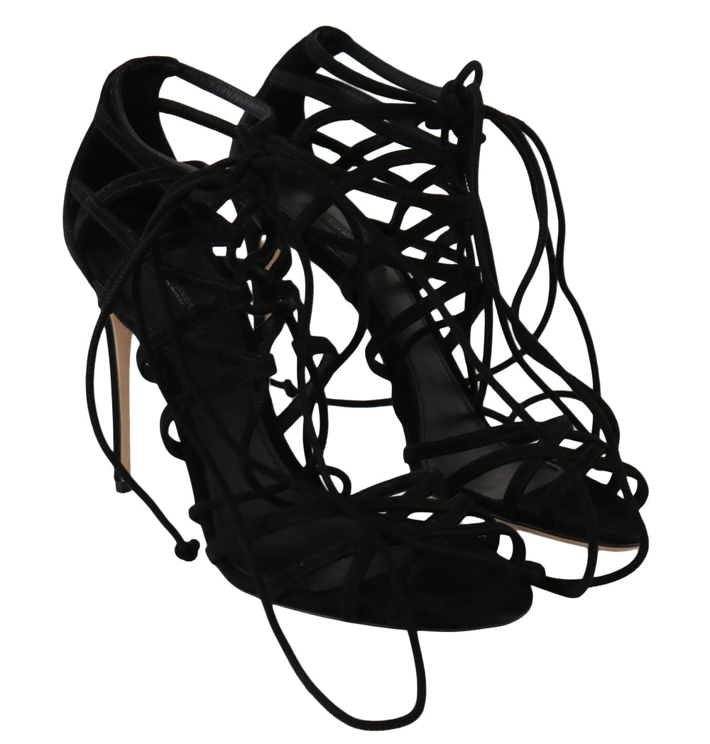 Dolce & Gabbana Black Suede Strap Stilettos Sandals - EU36.5/US6