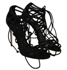 Dolce & Gabbana Black Suede Strap Stilettos Sandals - EU36.5/US6