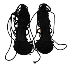 Dolce & Gabbana Black Suede Strap Stilettos Sandals - EU36.5/US6