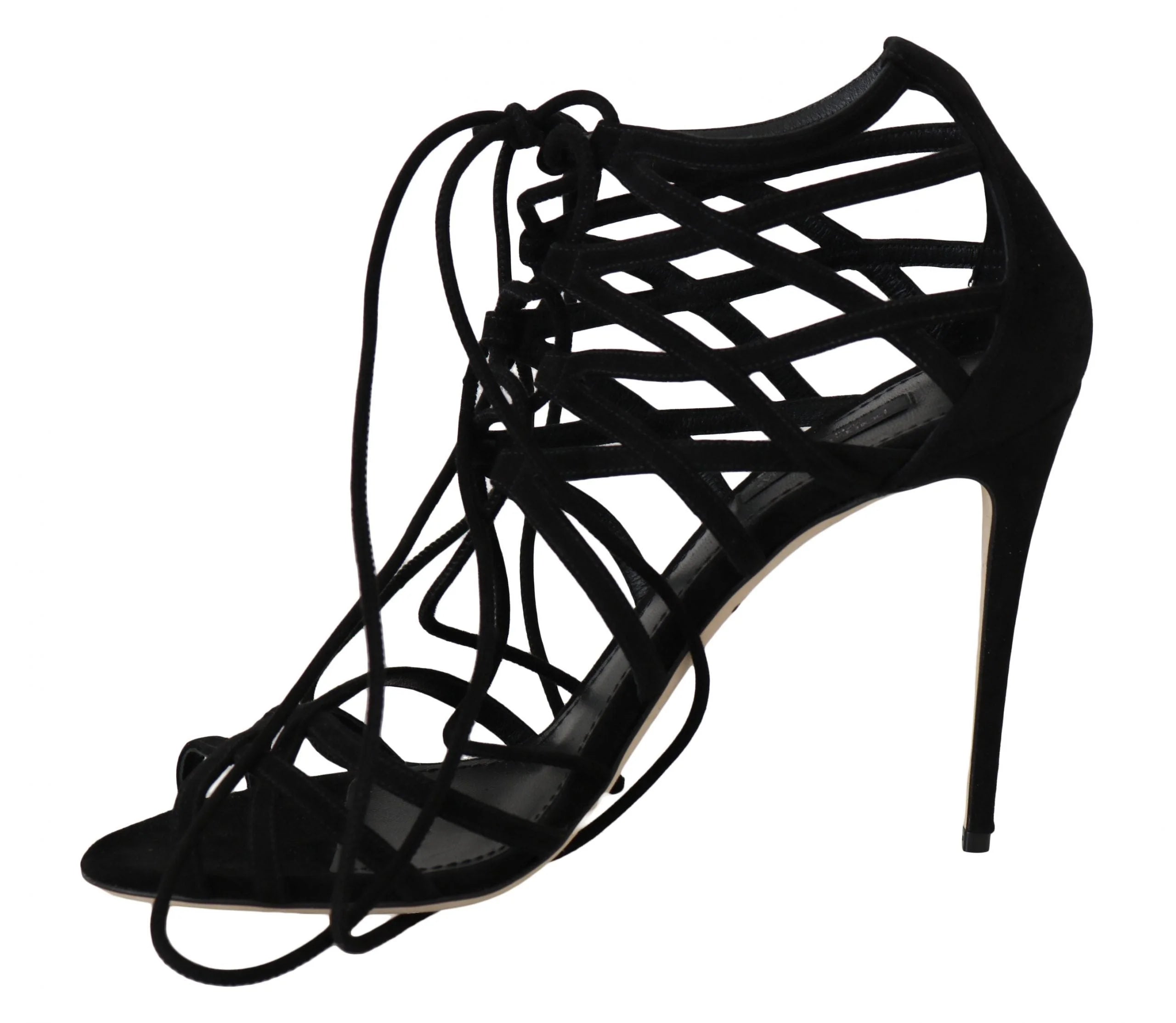 Dolce & Gabbana Black Suede Strap Stilettos Sandals - EU36.5/US6