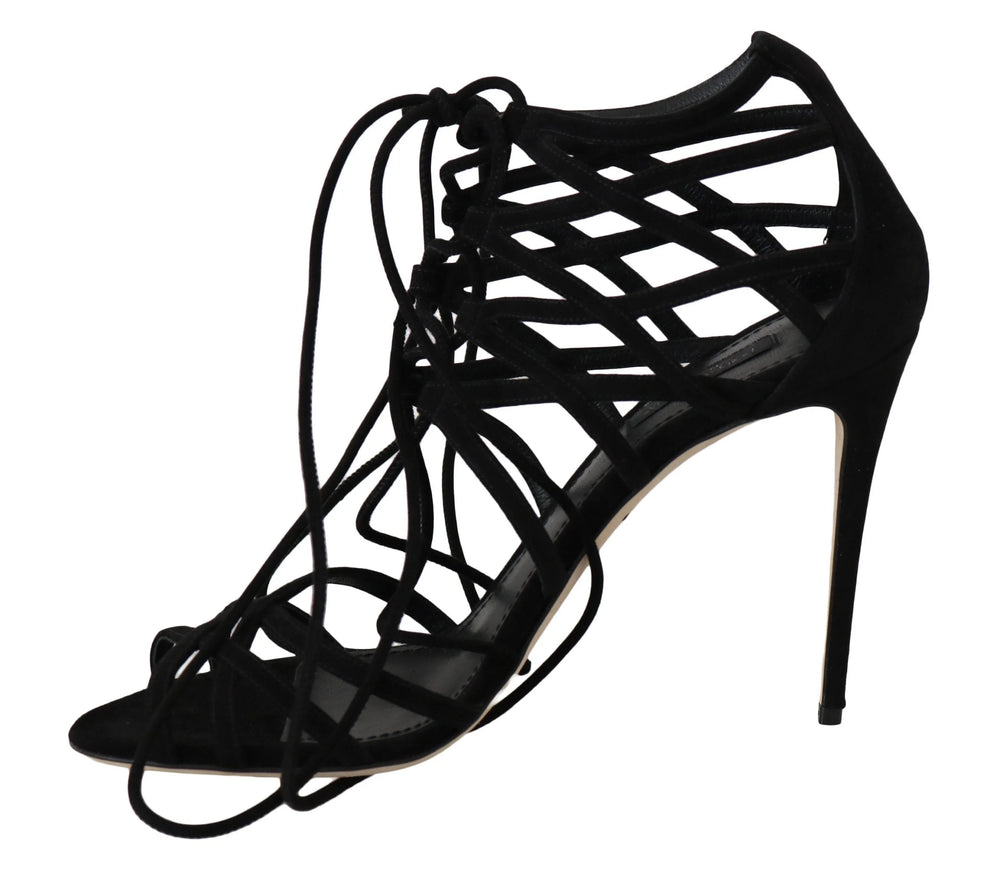 Dolce & Gabbana Black Suede Strap Stilettos Sandals - EU36.5/US6