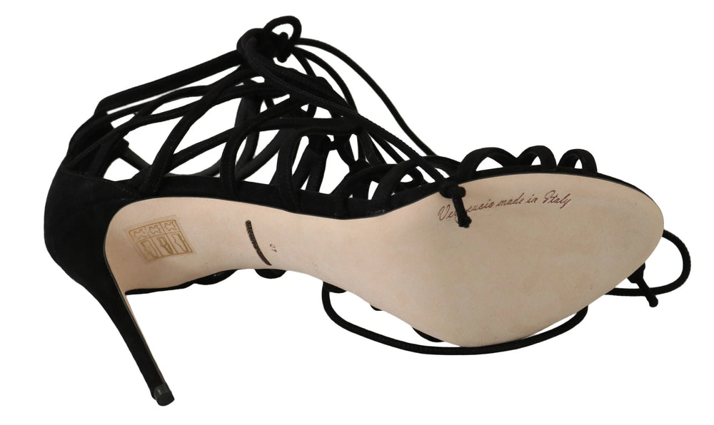 Dolce & Gabbana Black Suede Strap Stilettos Sandals - EU36.5/US6