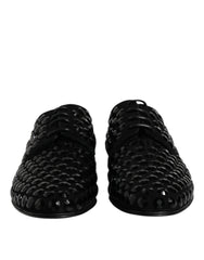 Dolce & Gabbana Black Suede Strass Derby Formal Shoes