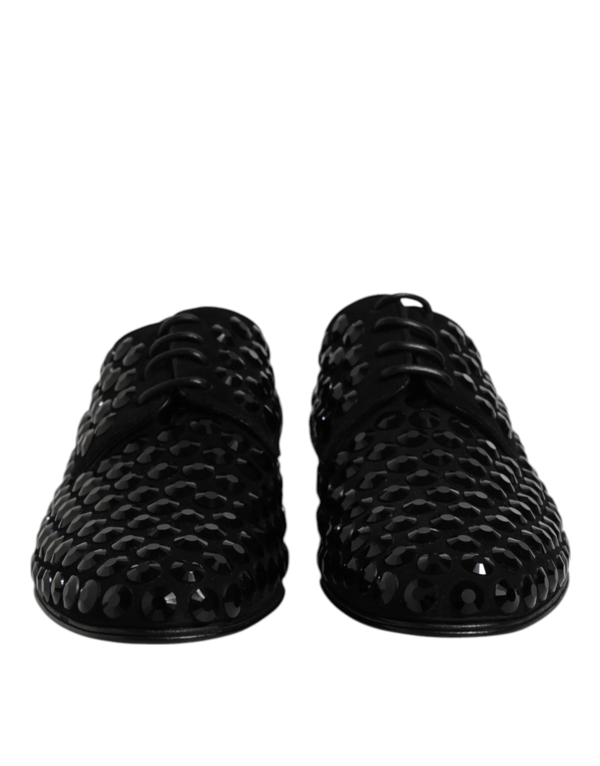 Dolce & Gabbana Black Suede Strass Derby Formal Shoes - Shoes