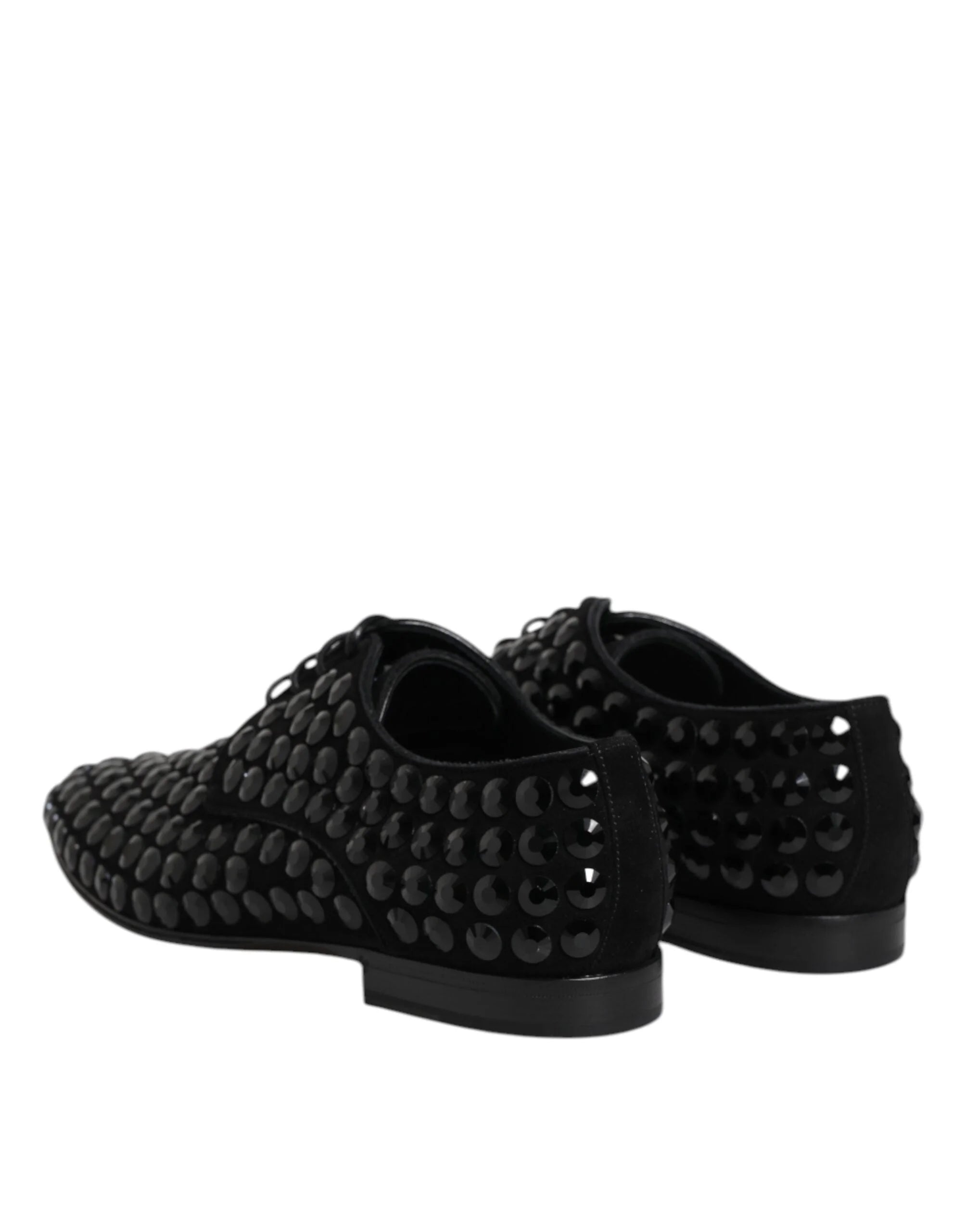 Dolce & Gabbana Black Suede Strass Derby Formal Shoes