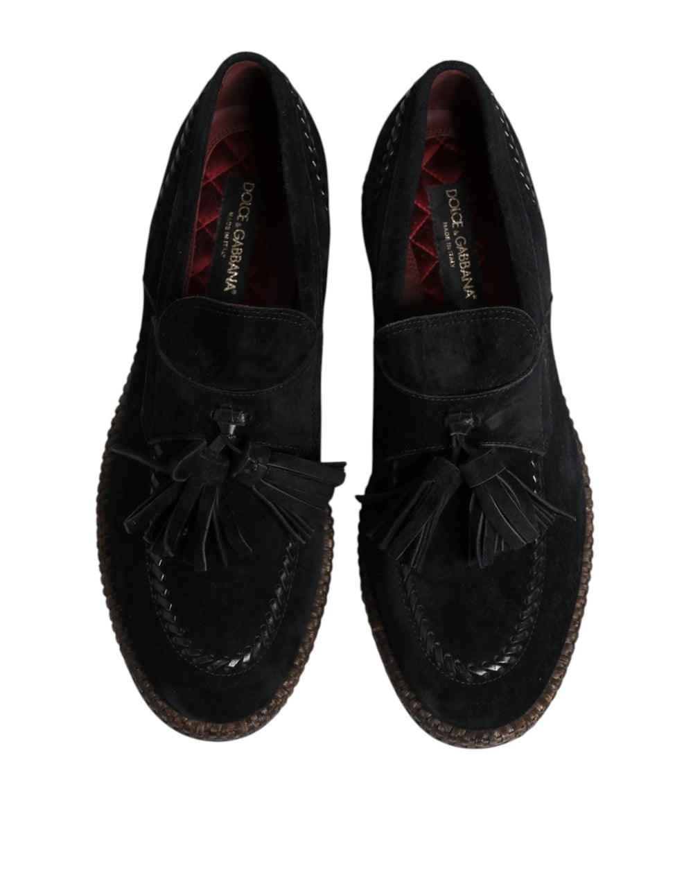 Dolce & Gabbana Black Suede Tassel Embellished Loafers Shoes - EU44/US11 - Flats