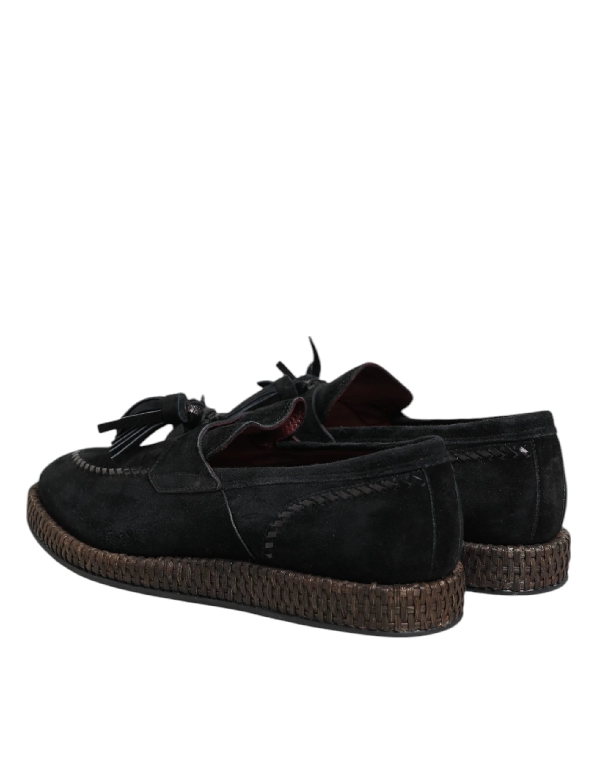 Dolce & Gabbana Black Suede Tassel Embellished Loafers Shoes - EU44/US11 - Flats
