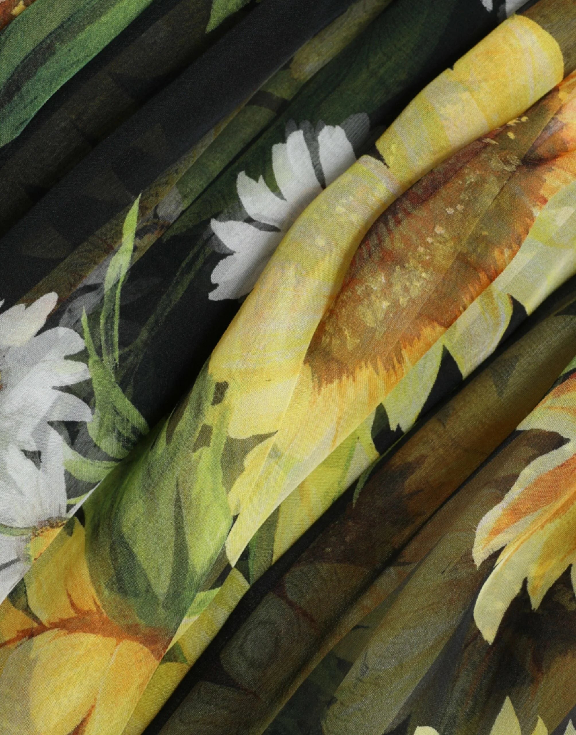 Dolce & Gabbana Black Sunflower A-line Pleated Maxi Dress - IT40|S - Dresses