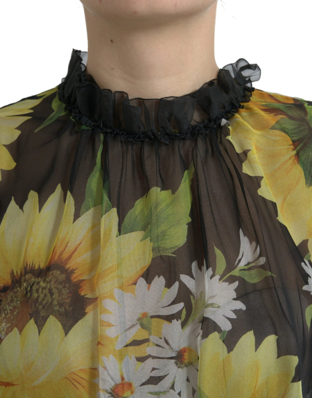 Dolce & Gabbana Black Sunflower A-line Pleated Maxi Dress - IT40|S - Dresses