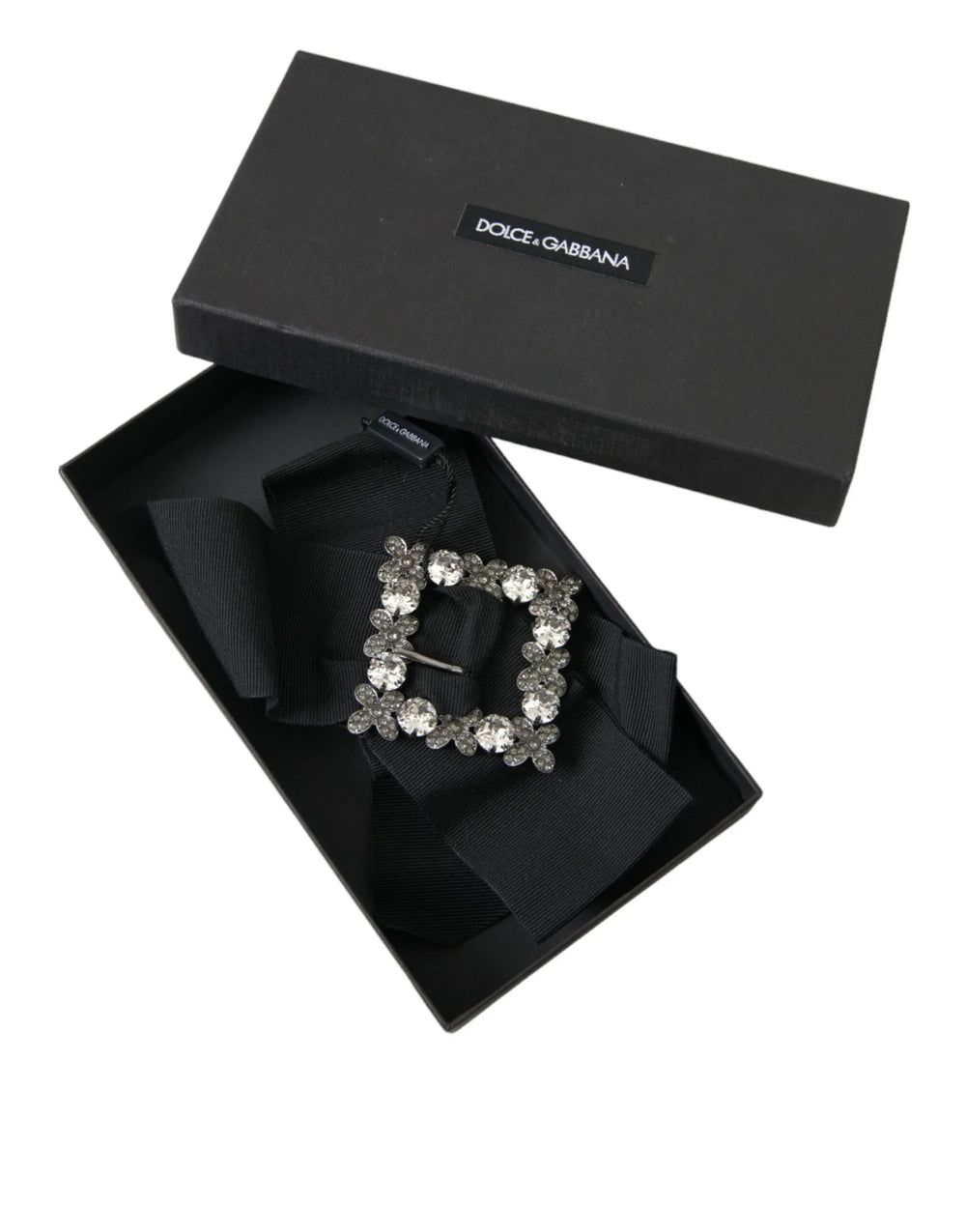 Dolce & Gabbana Black Swarovski Crystal Embellished Hair Clip - Hair Pins Claws & Clips