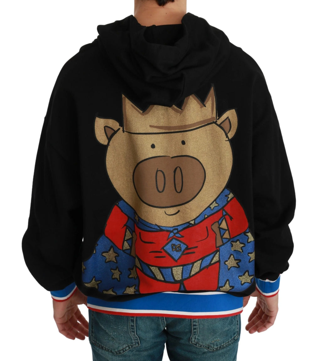Dolce & Gabbana Black Sweater Pig of the Year Hooded - IT44 | XS - Hoodies