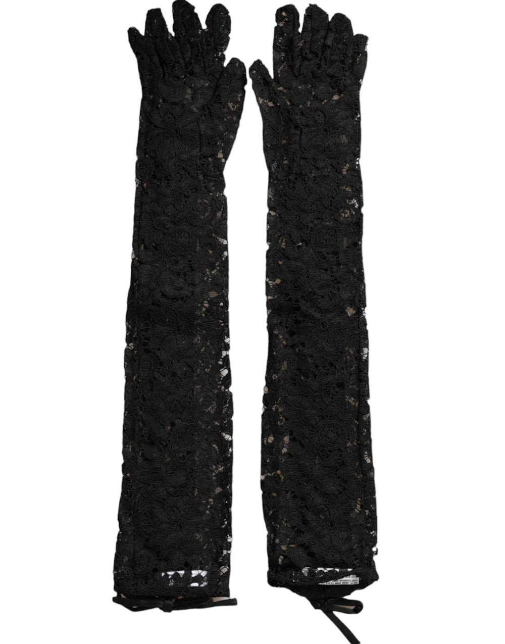 Dolce & Gabbana Black Taormina Lace Elbow Length Gloves - 7.5|S - Gloves & Mittens
