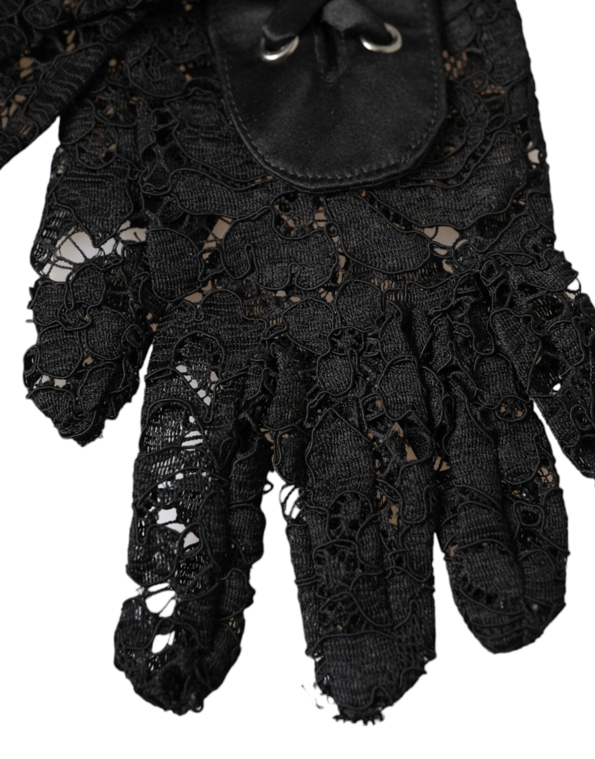 Dolce & Gabbana Black Taormina Lace Elbow Length Gloves - 7.5|S - Gloves & Mittens