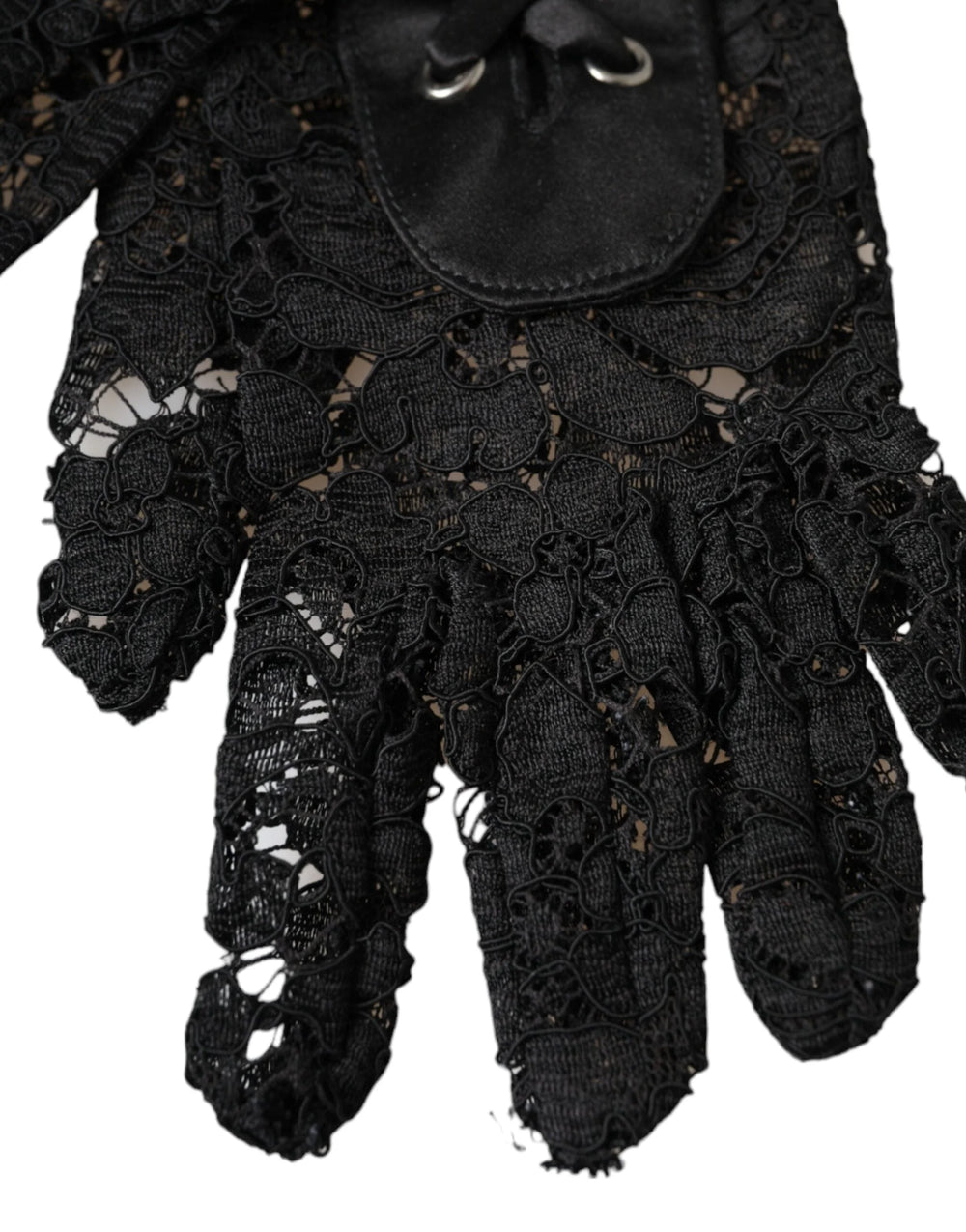 Dolce & Gabbana Black Taormina Lace Elbow Length Gloves - 7.5|S - Gloves & Mittens