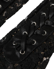 Dolce & Gabbana Black Taormina Lace Elbow Length Gloves - 7.5|S - Gloves & Mittens