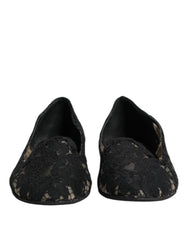 Dolce & Gabbana Black Taormina Lace Slip On Flats Shoes - EU37.5/US7 - Flats