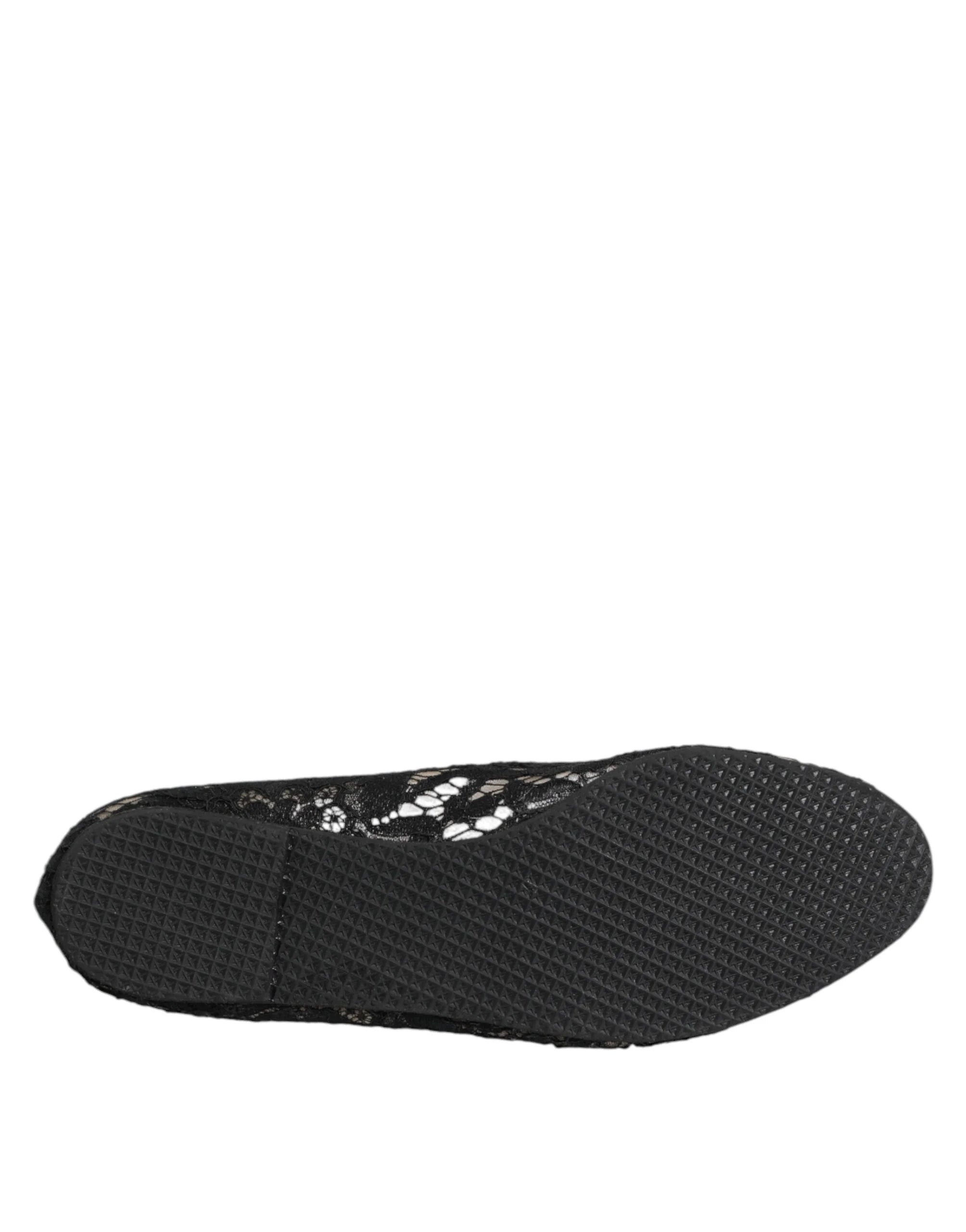 Dolce & Gabbana Black Taormina Lace Slip On Flats Shoes - EU37.5/US7 - Flats