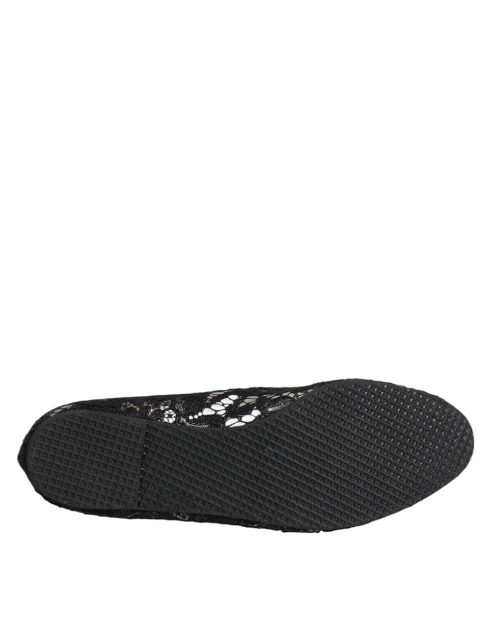 Dolce & Gabbana Black Taormina Lace Slip On Flats Shoes - EU37.5/US7 - Flats