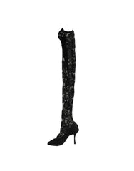 Dolce & Gabbana Black Taormina Lace Socks Boots Pumps Shoes