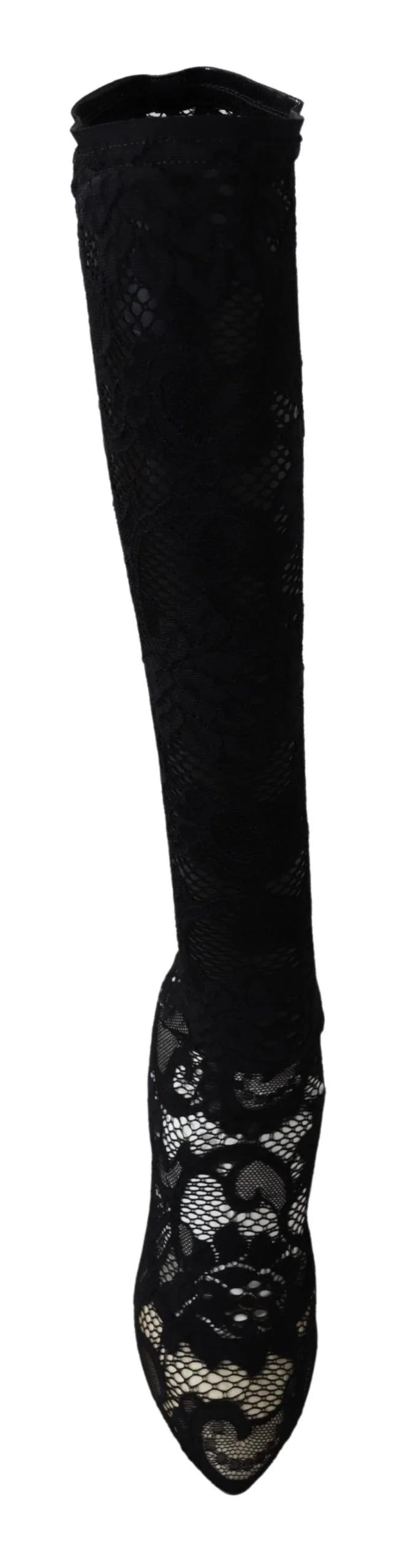 Dolce & Gabbana Black Taormina Lace Socks Boots Shoes Pumps - EU36/US5.5