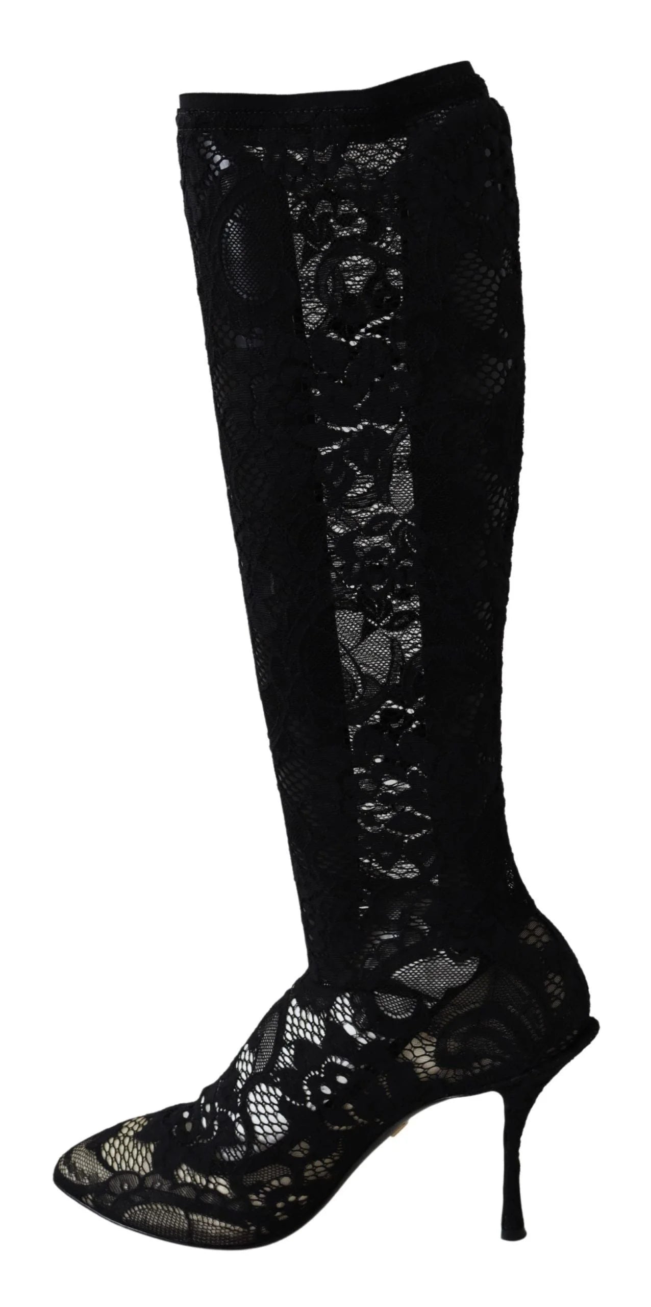 Dolce & Gabbana Black Taormina Lace Socks Boots Shoes Pumps - EU36/US5.5