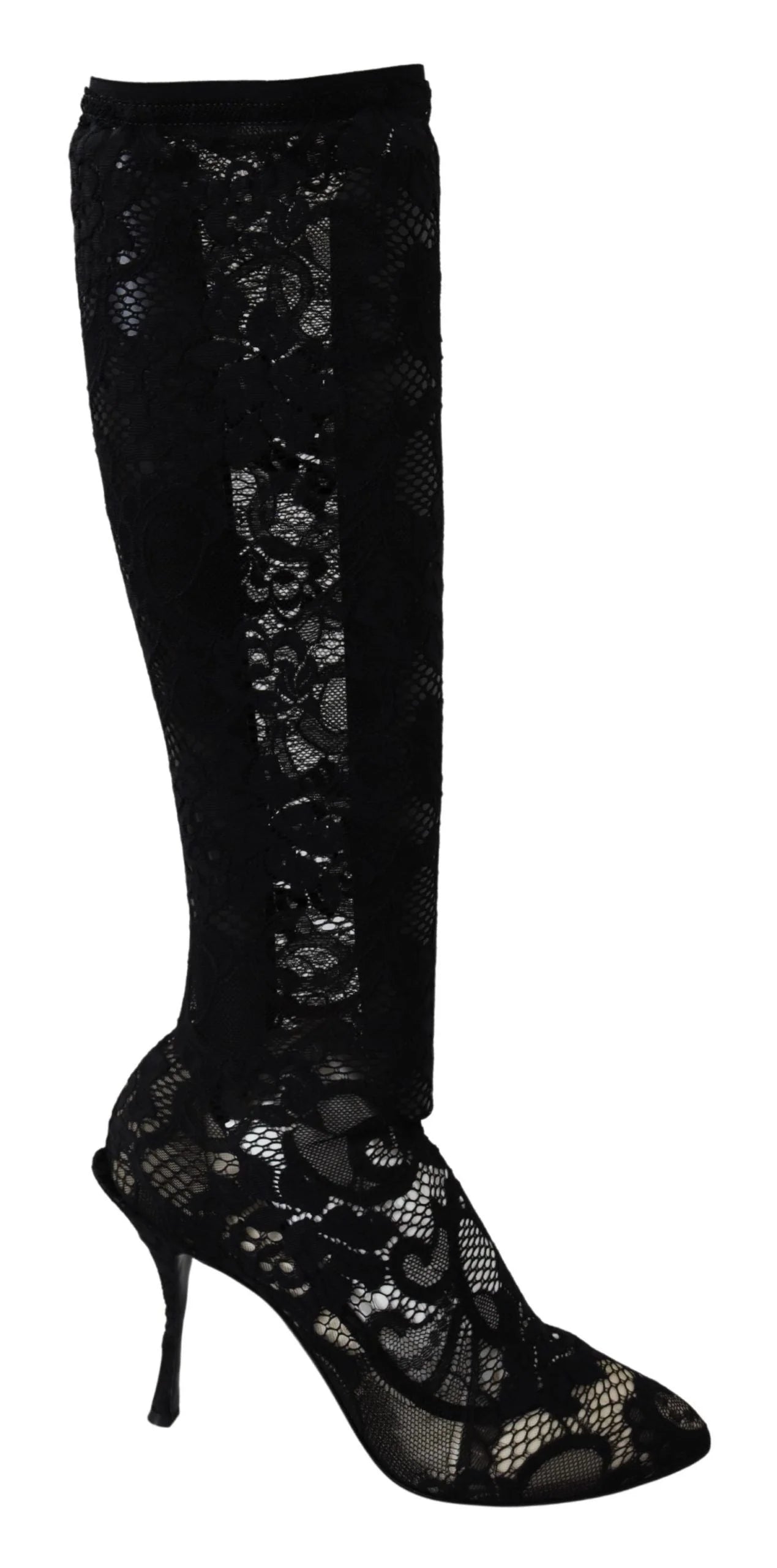 Dolce & Gabbana Black Taormina Lace Socks Boots Shoes Pumps - EU36/US5.5