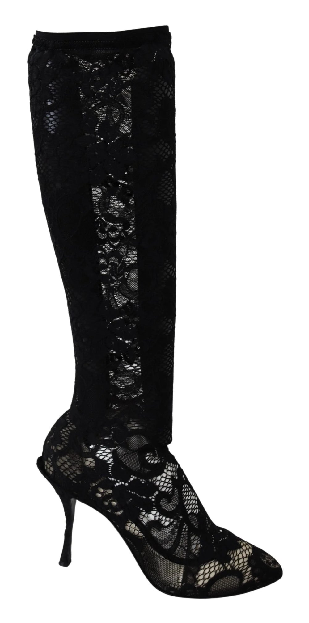 Dolce & Gabbana Black Taormina Lace Socks Boots Shoes Pumps - EU36/US5.5