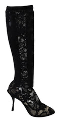Dolce & Gabbana Black Taormina Lace Socks Boots Shoes Pumps - EU36/US5.5 - Boots