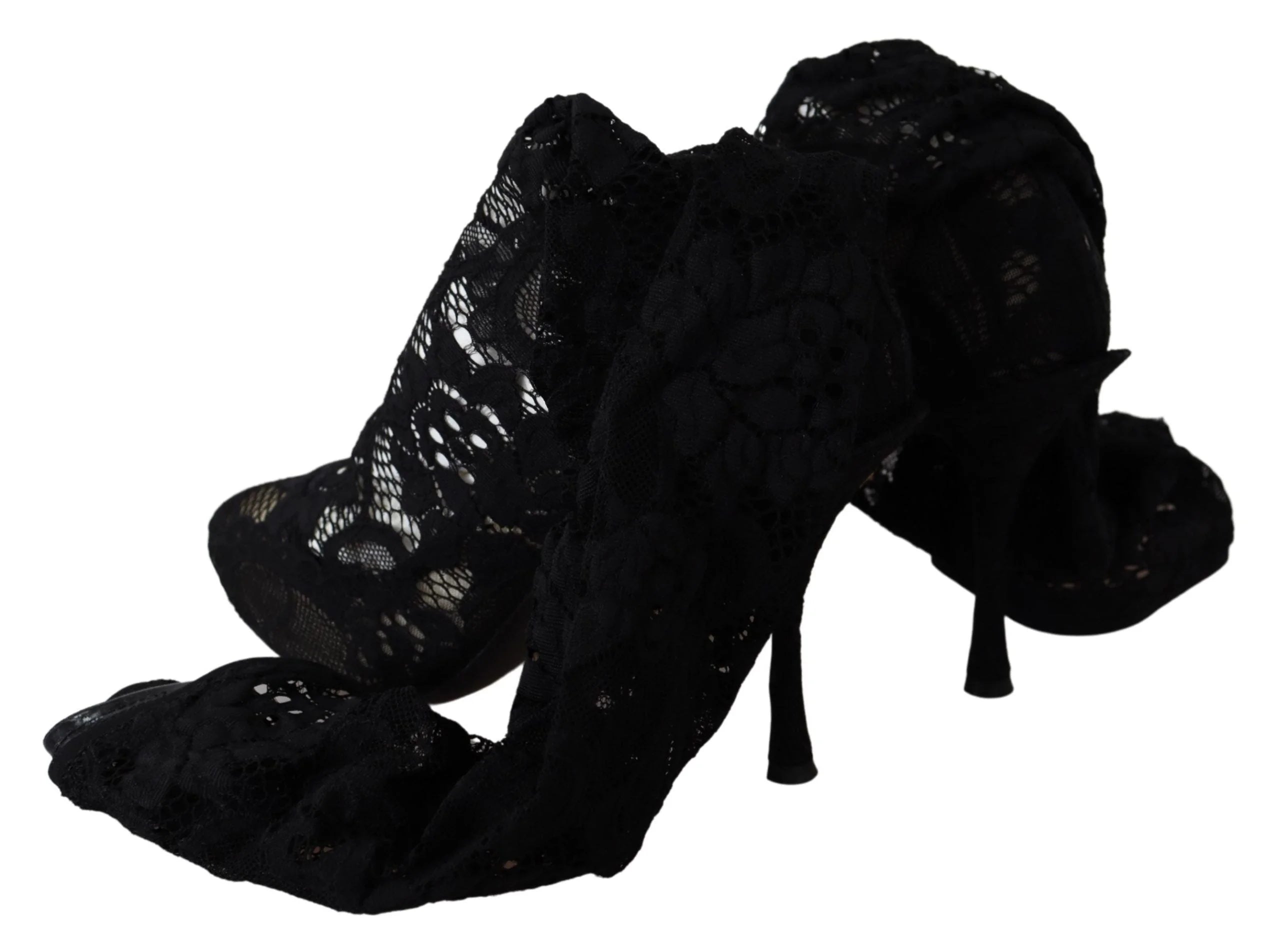 Dolce & Gabbana Black Taormina Lace Socks Boots Shoes Pumps - EU36/US5.5