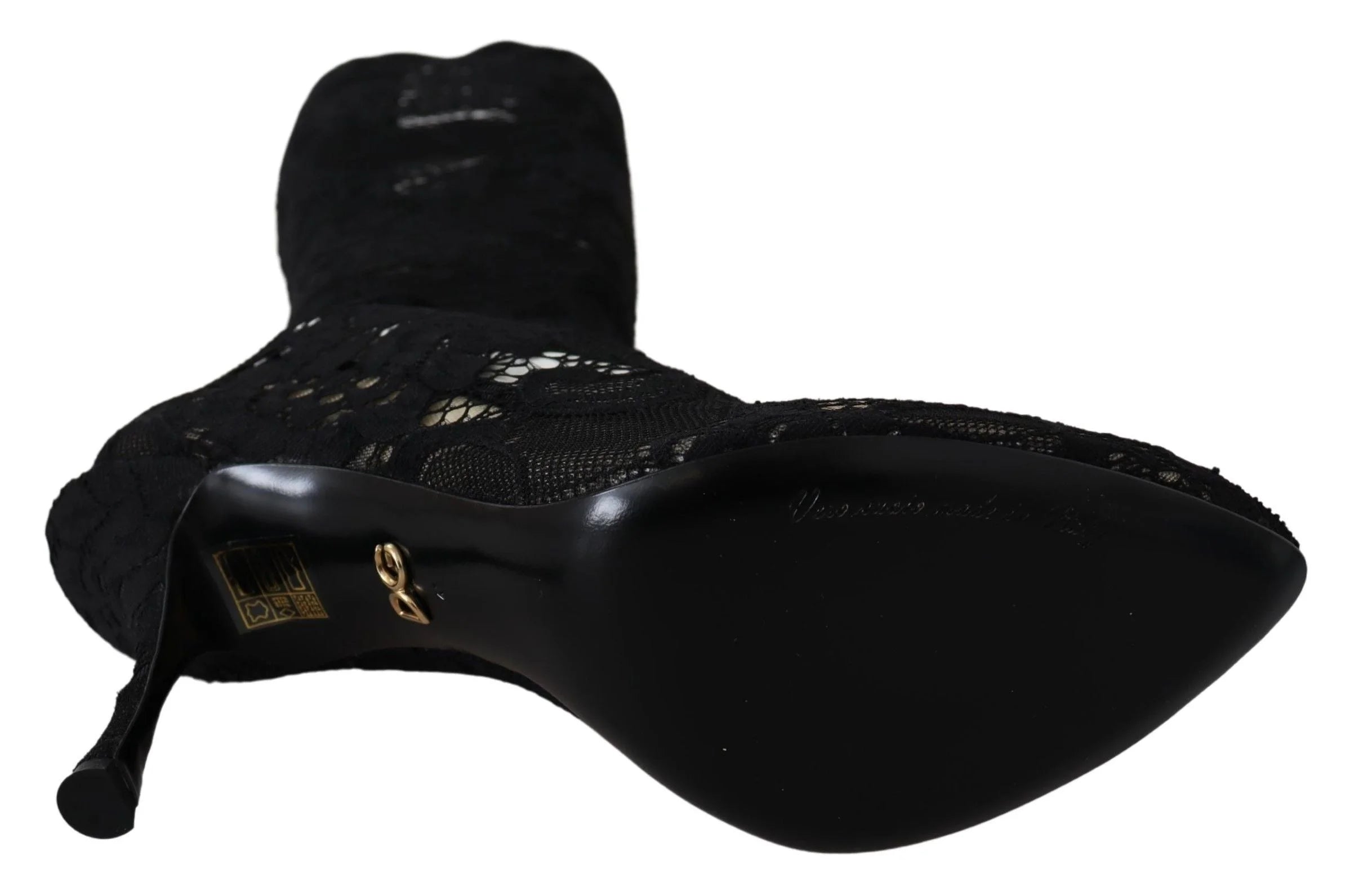 Dolce & Gabbana Black Taormina Lace Socks Boots Shoes Pumps - EU36/US5.5