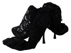 Dolce & Gabbana Black Taormina Lace Socks Boots Shoes Pumps - EU36/US5.5 - Boots
