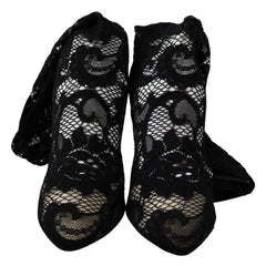 Dolce & Gabbana Black Taormina Lace Socks Boots Shoes Pumps - EU36/US5.5