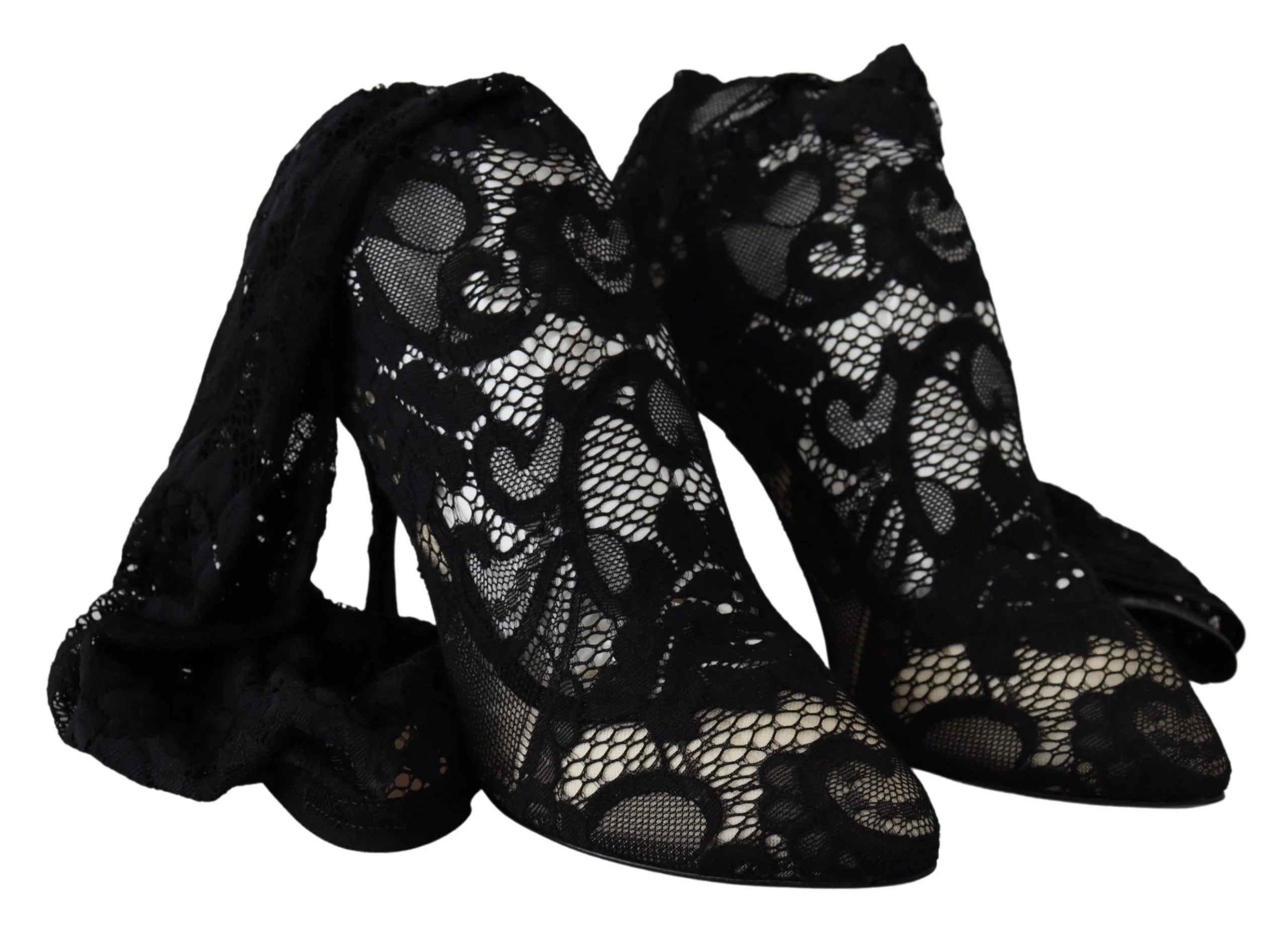 Dolce & Gabbana Black Taormina Lace Socks Boots Shoes Pumps - EU36/US5.5