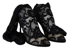 Dolce & Gabbana Black Taormina Lace Socks Boots Shoes Pumps - EU36/US5.5