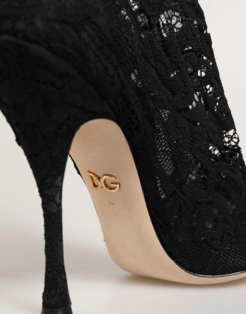 Dolce & Gabbana Black Taormina Lace Socks Pumps Boots Shoes - EU39/US8.5