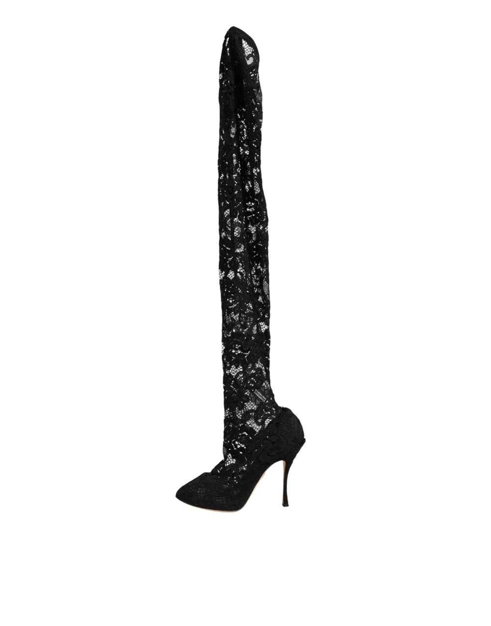Dolce & Gabbana Black Taormina Lace Socks Pumps Boots Shoes - EU39/US8.5