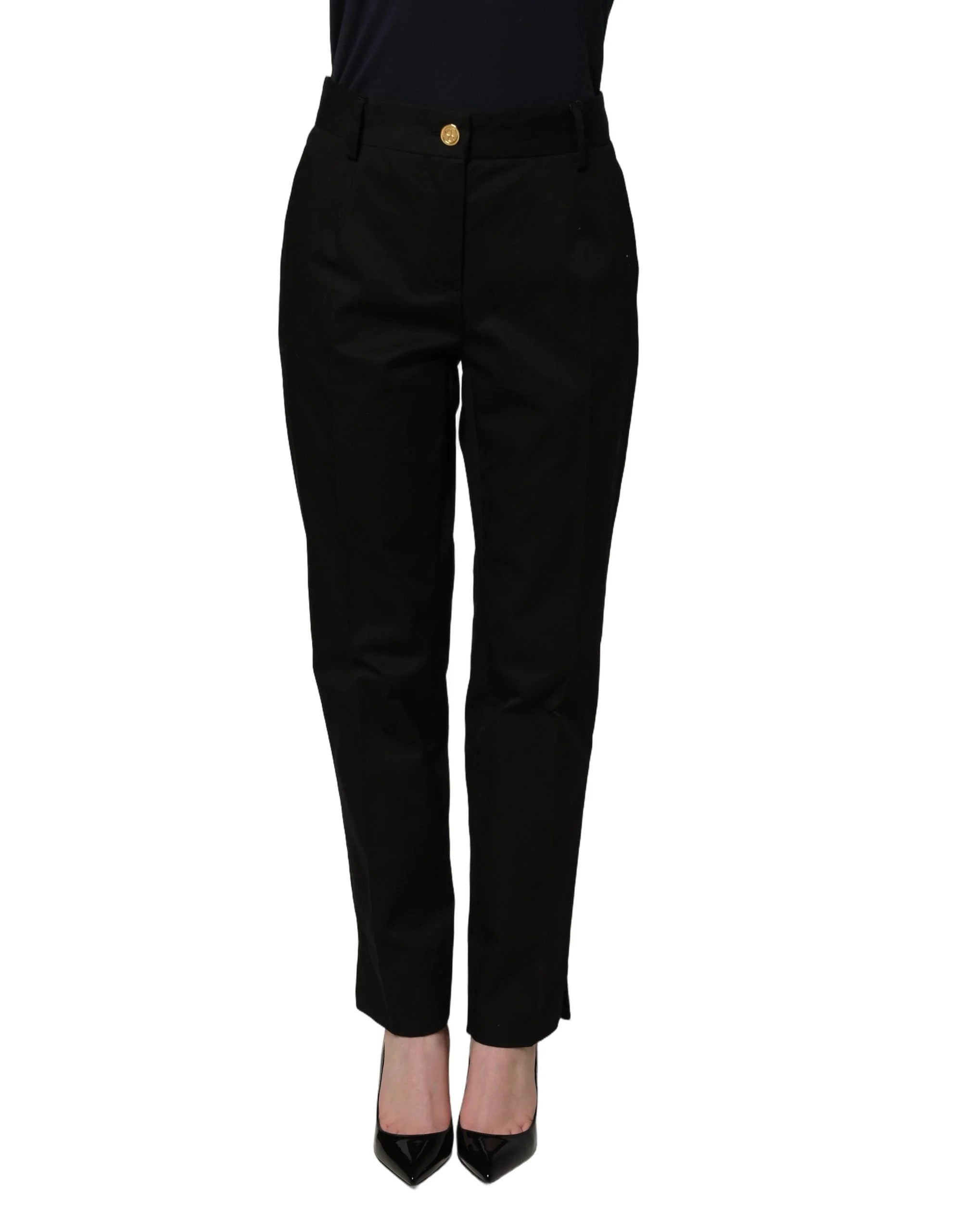 Dolce & Gabbana Black Tapered Leg Dress Cotton Trousers Pants - IT38 | XS