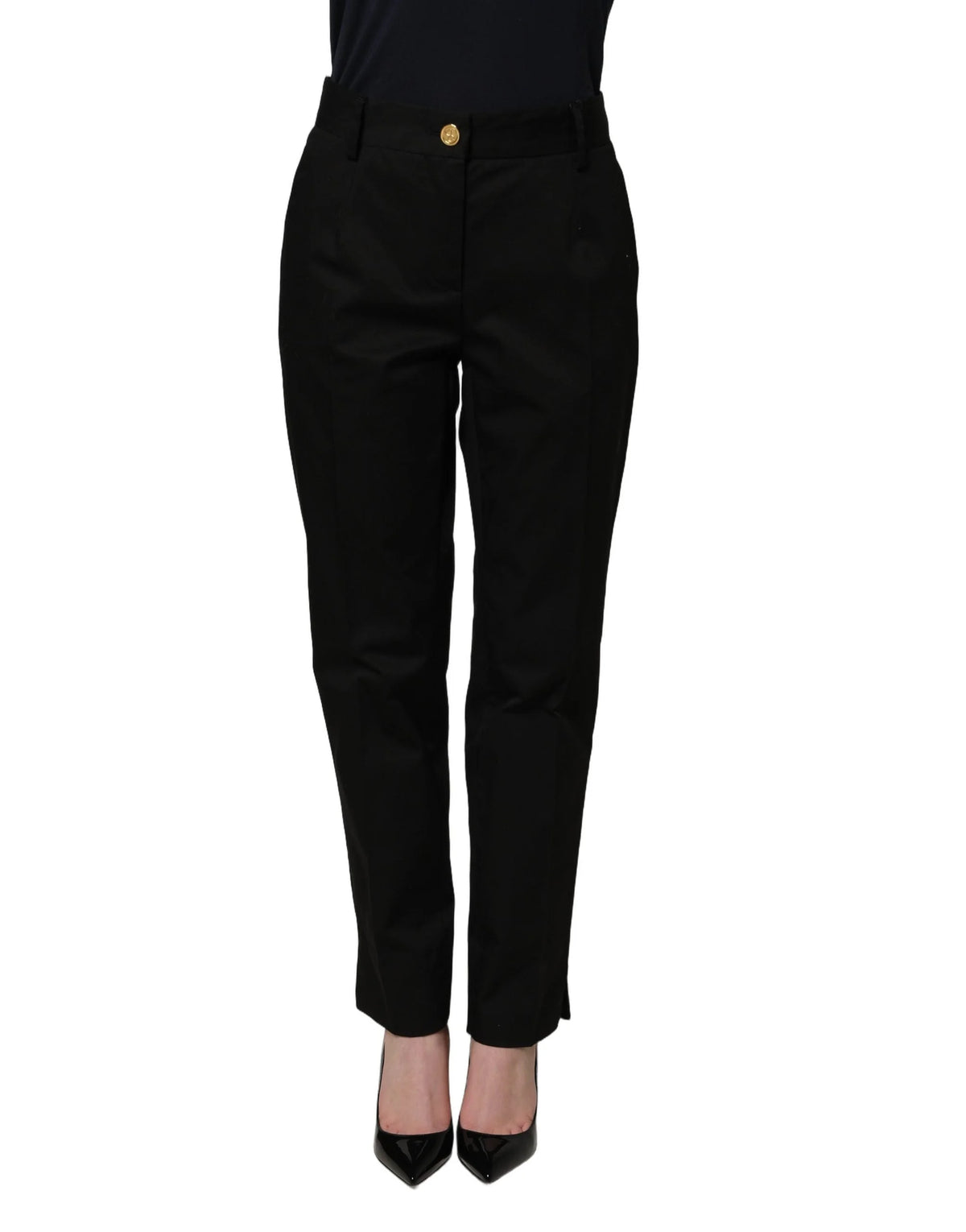 Dolce & Gabbana Black Tapered Leg Dress Cotton Trousers Pants - IT38 | XS