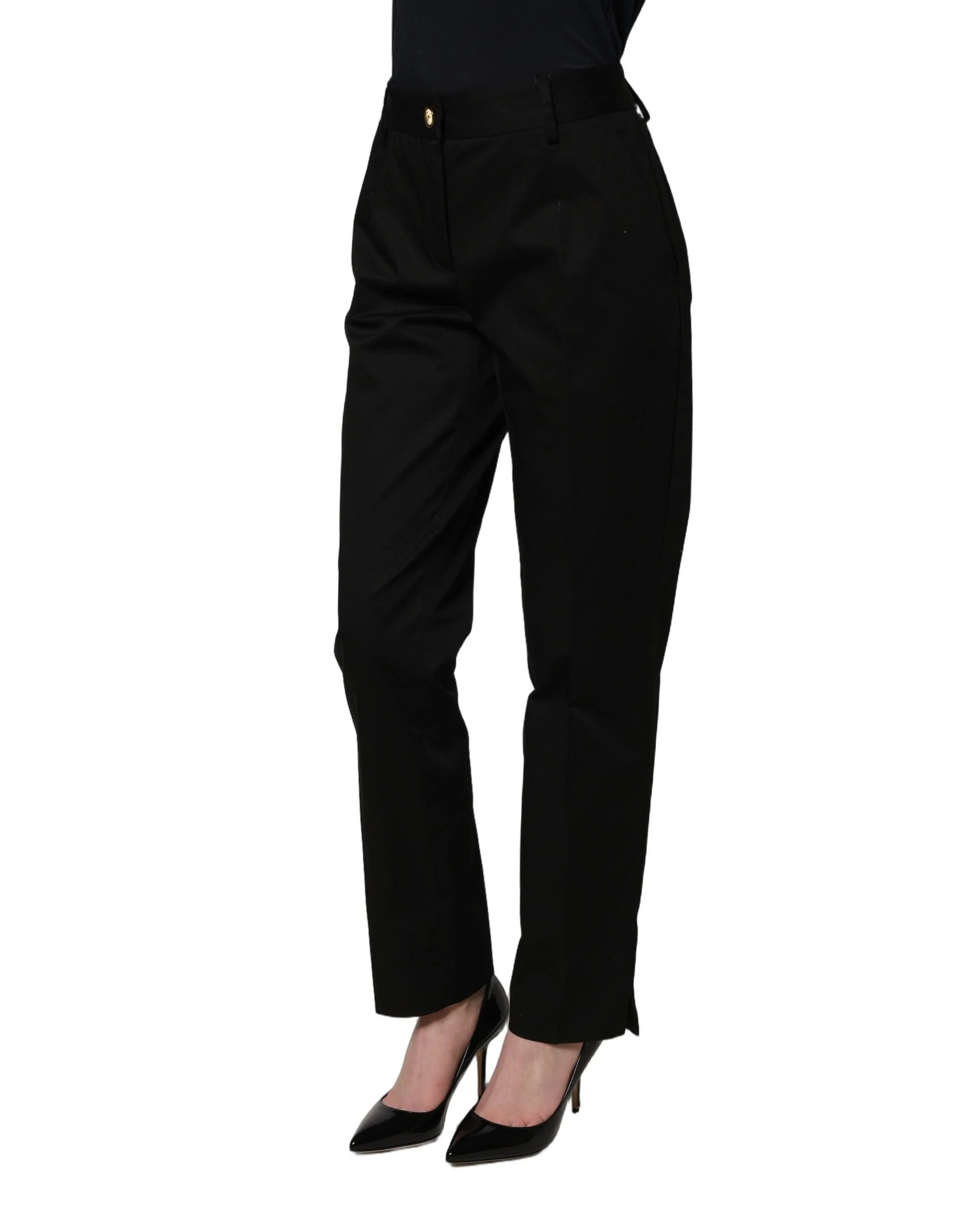 Dolce & Gabbana Black Tapered Leg Dress Cotton Trousers Pants - IT38 | XS