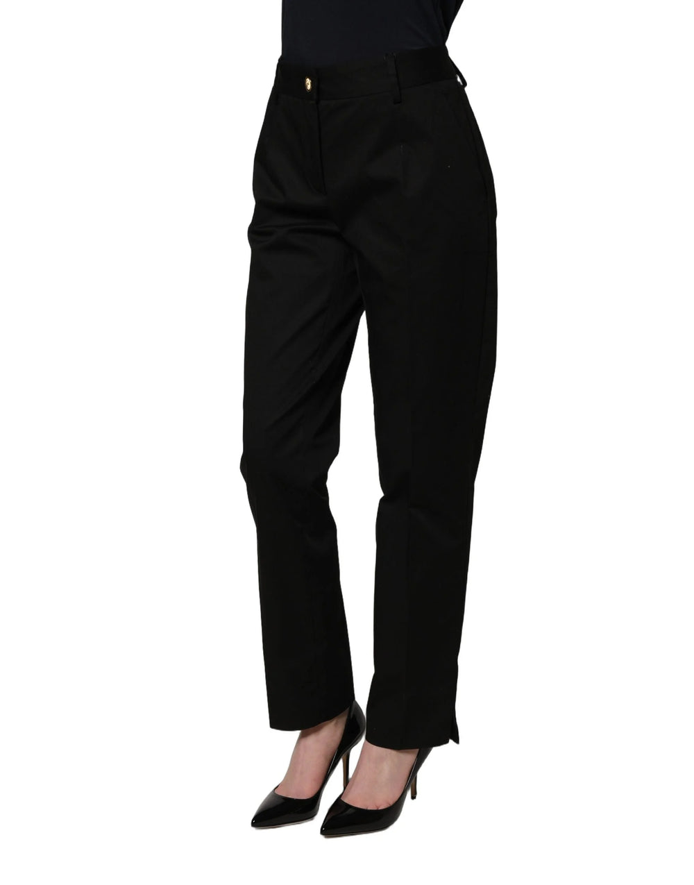 Dolce & Gabbana Black Tapered Leg Dress Cotton Trousers Pants - IT38 | XS