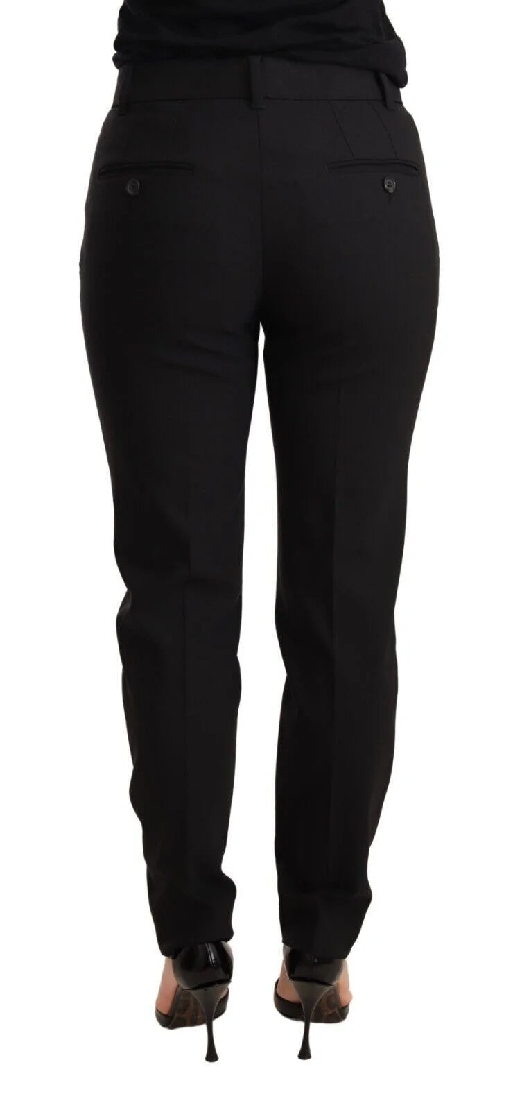 Dolce & Gabbana Black Tapered Women Trouser Virgin Wool Pants - IT36 | XS - Trousers