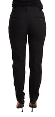 Dolce & Gabbana Black Tapered Women Trouser Virgin Wool Pants - IT36 | XS - Trousers