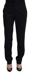Dolce & Gabbana Black Tapered Women Wool Pants - IT40|S - Trousers