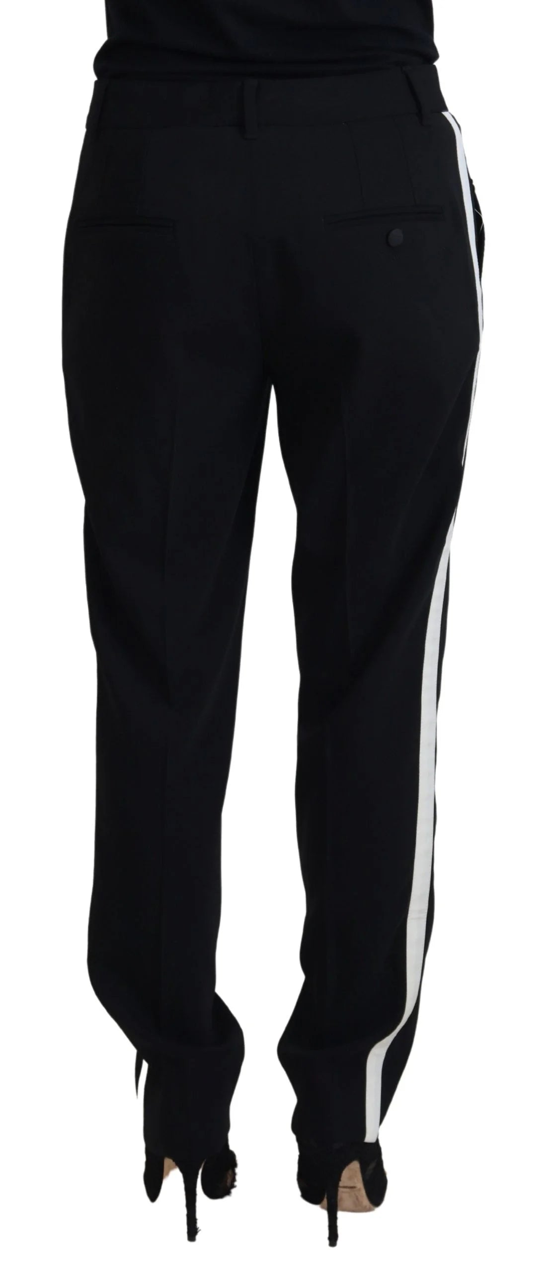 Dolce & Gabbana Black Tapered Women Wool Pants - IT40|S - Trousers