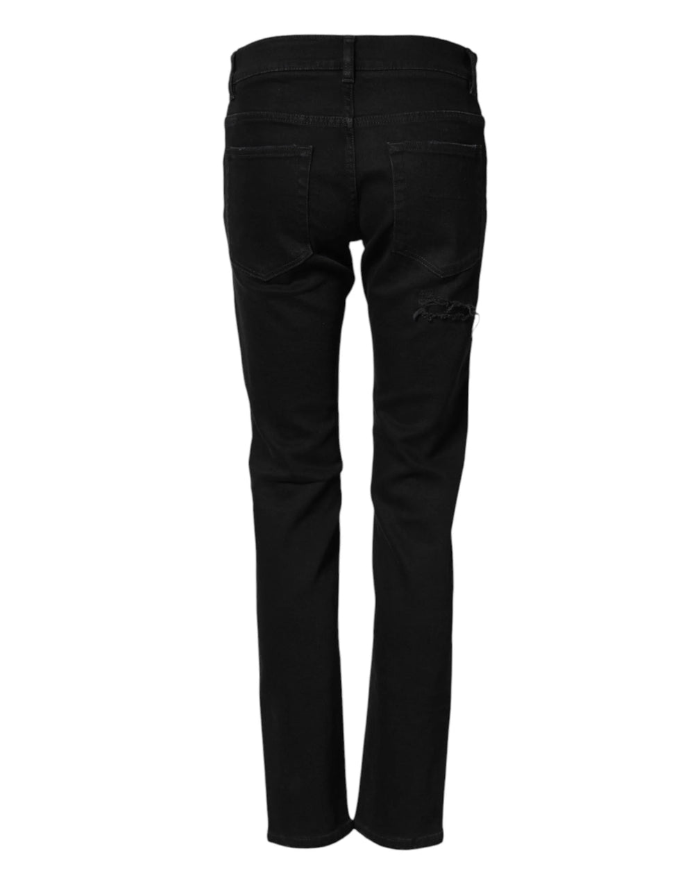 Dolce & Gabbana Black Tattered Cotton Men Skinny Denim Jeans - IT44 | XS